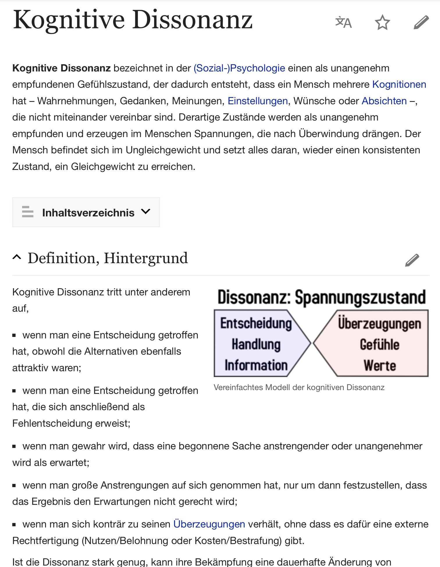 Definition Wikipedia Kognitive Dissonanz
